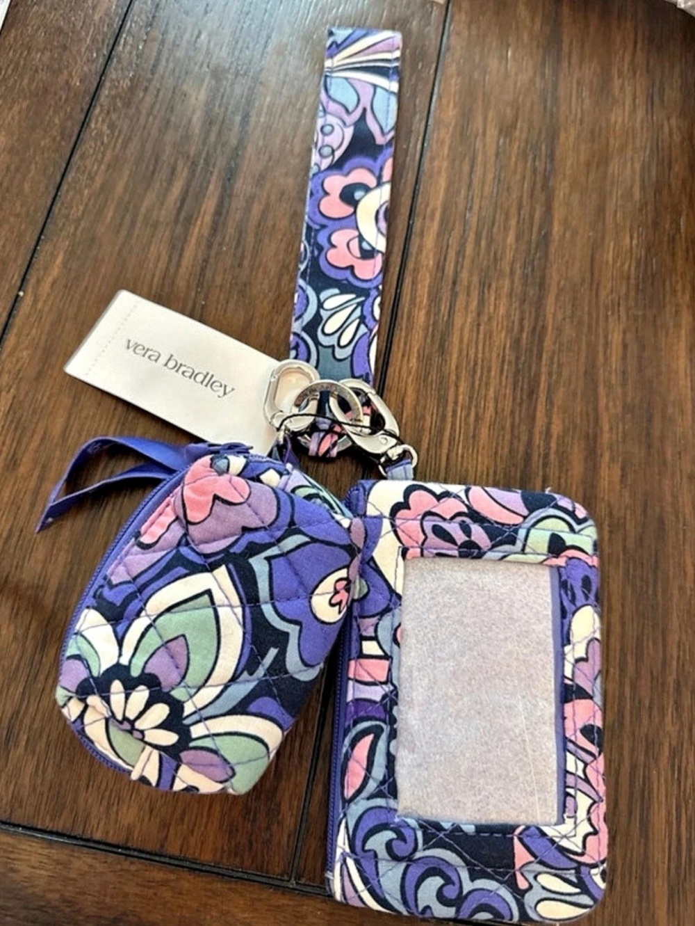 Vera Bradley Zip ID Case and Lanyard Combo Purple & Pink